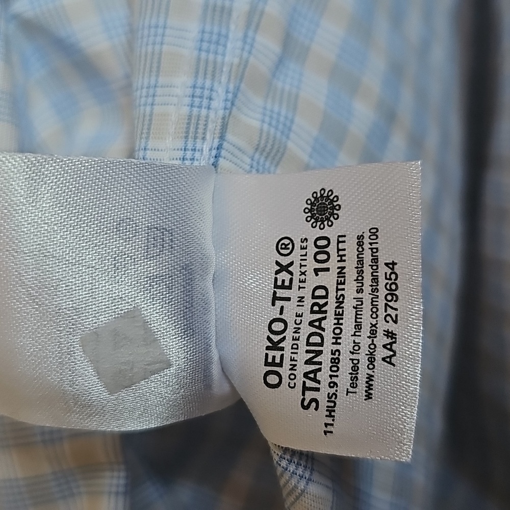Michael Kors Slim Fit Blue Tan Button Down Dress Shirt Mens Size XL 17-1/2 34-35 - Picture 12 of 13